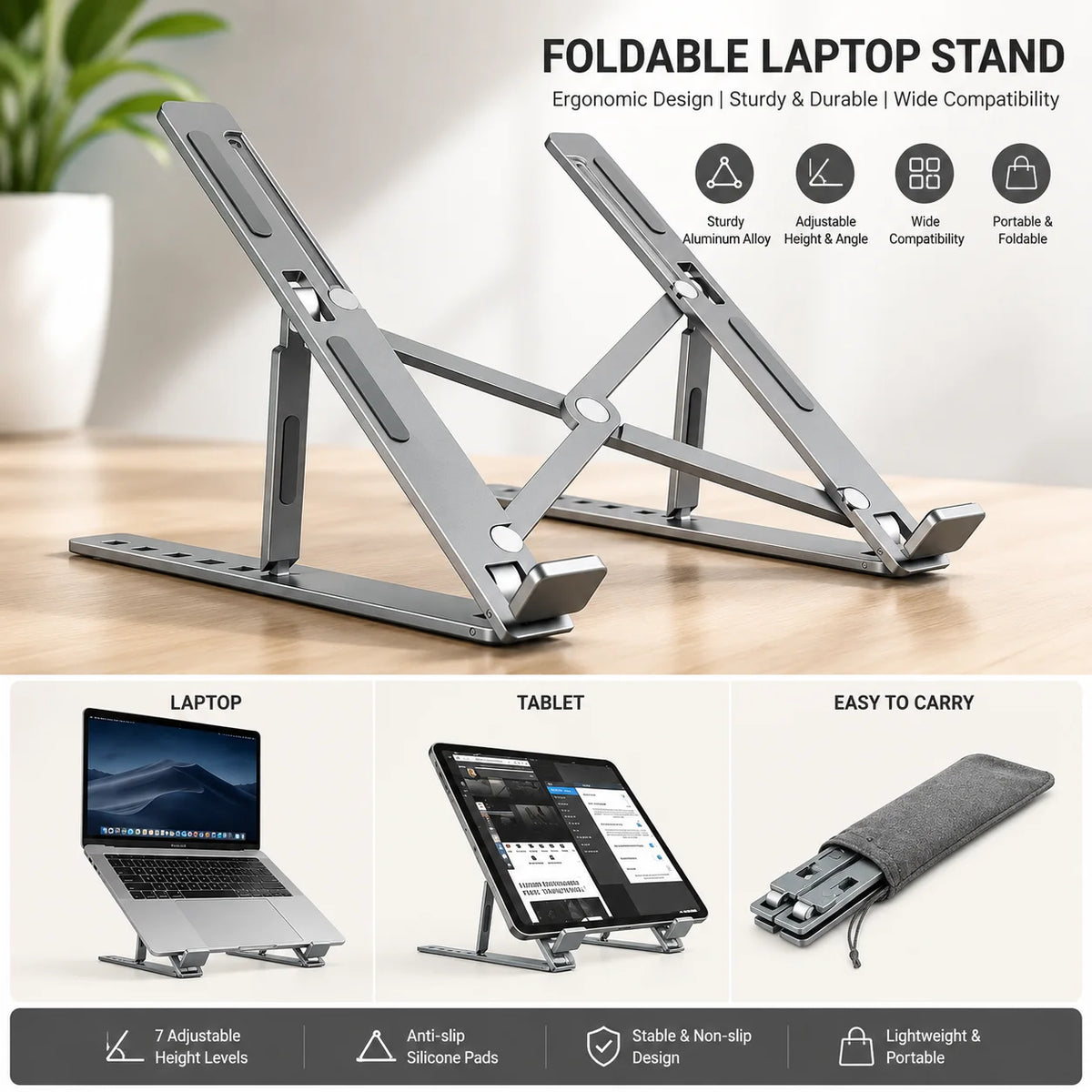 Adjustable Aluminum Laptop Stand