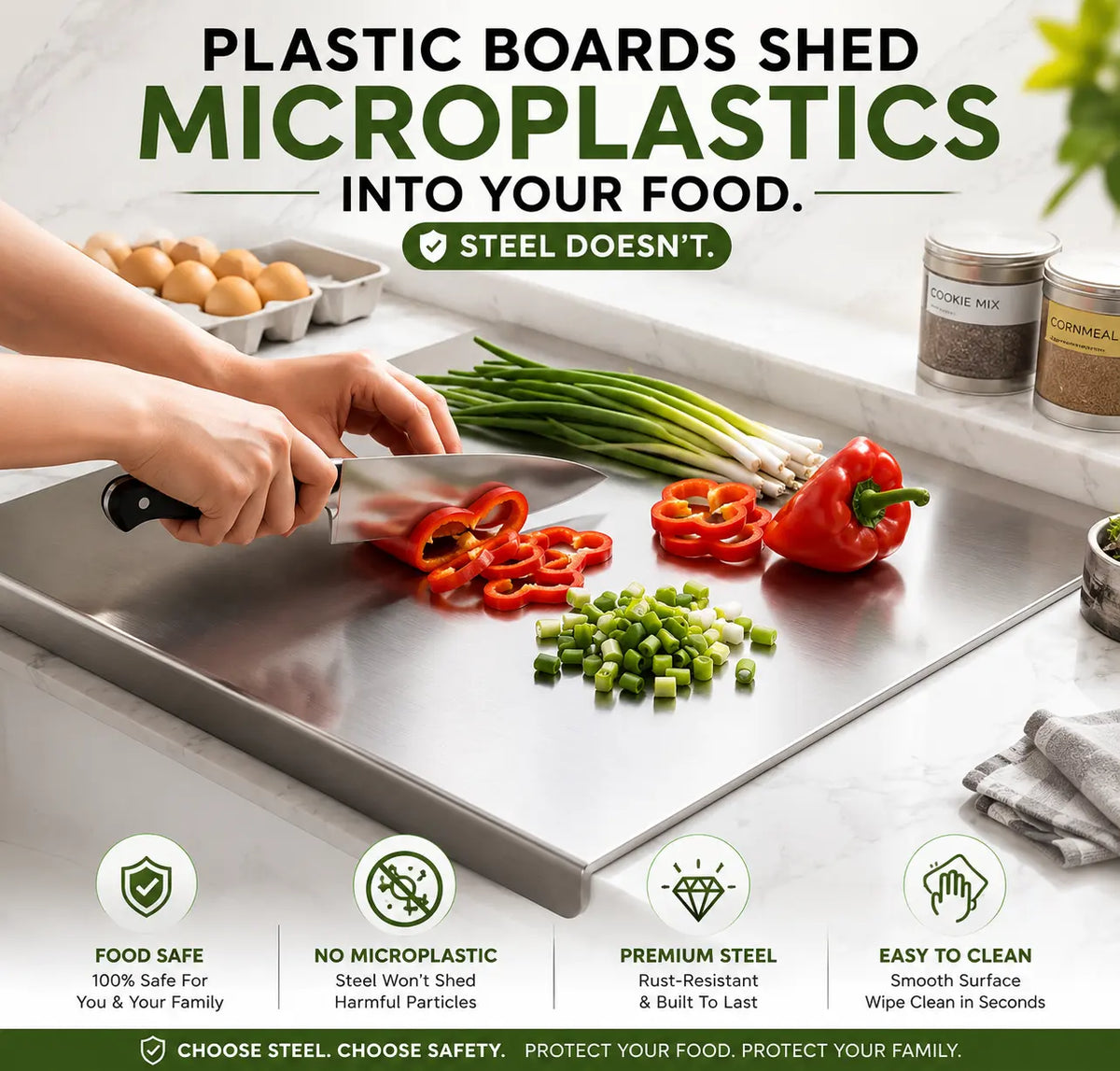 Stainless Steel Non-Magnetic Cutting Board (High Grade Stainless-Steel)