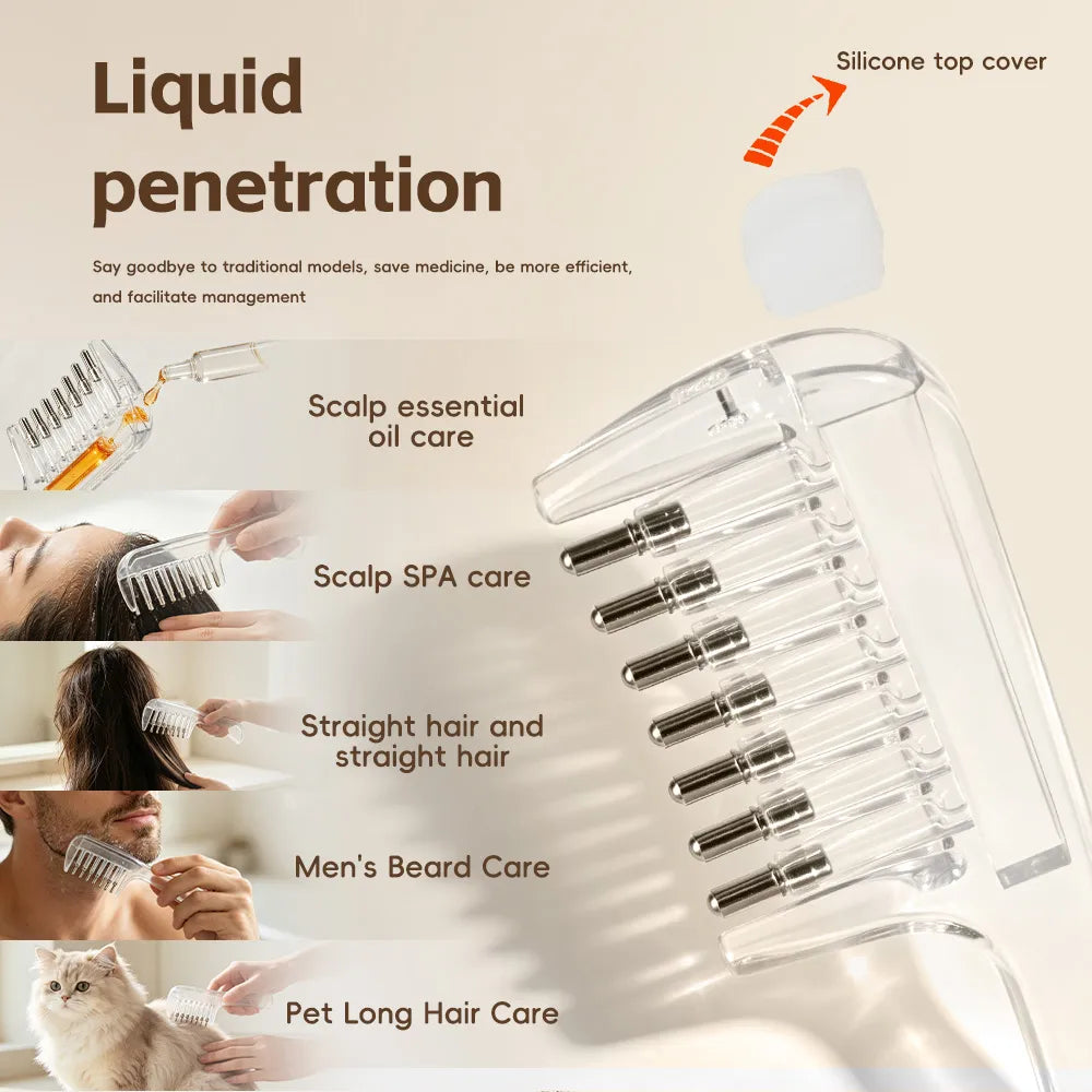 Transparent Hair Oil Applicator Comb | Refillable Scalp Massage Comb w ...